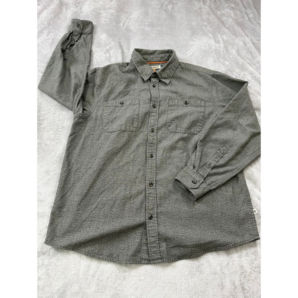 Magellan Outdoors Hunt Gear Mens Large Gray Mag Wick Loose Fit Button Up Shirt‎